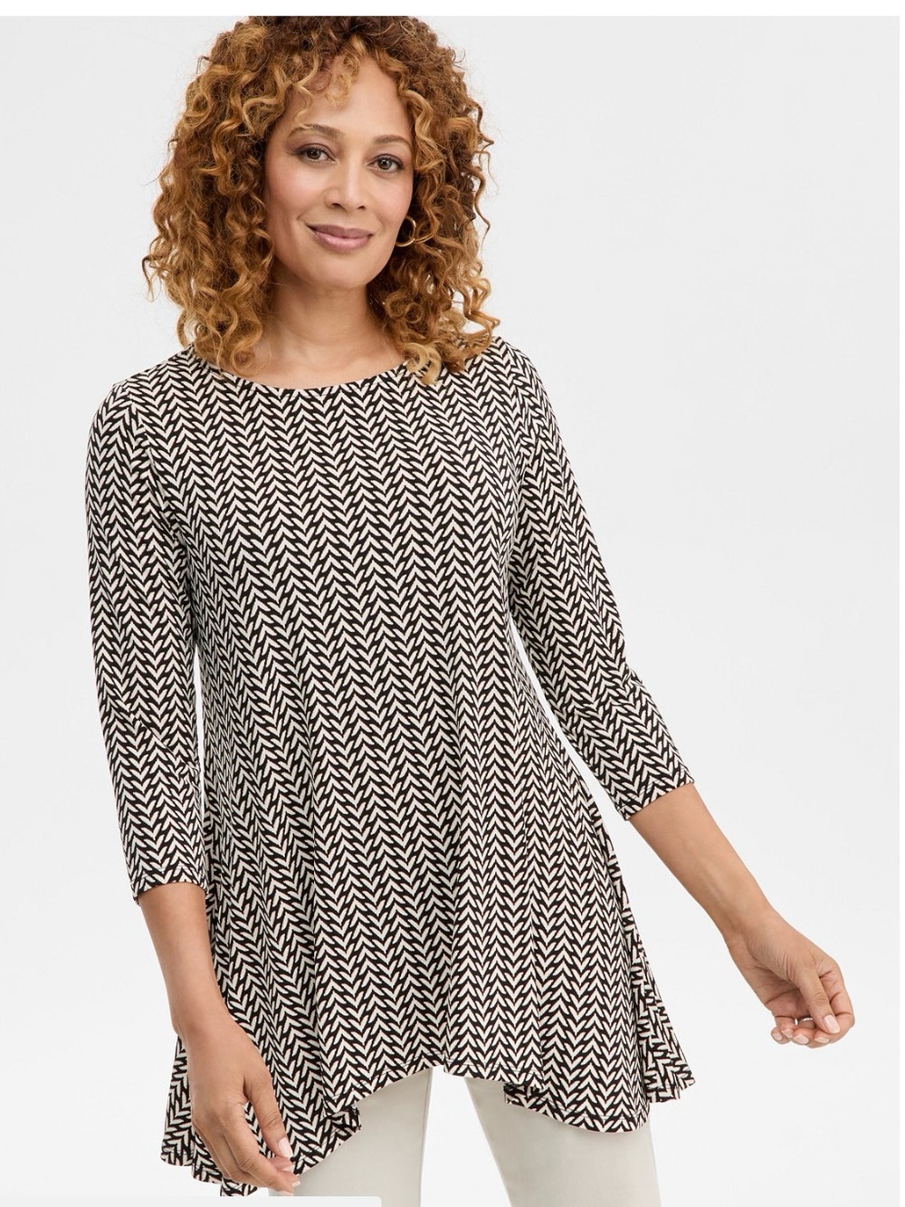 Macy's Black and White Chevron Tunic Top
